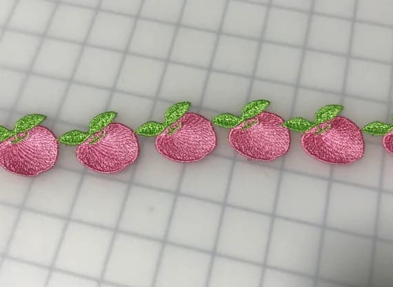 pink lace - Embroidered Lace Pink Apple Applique Trim 1 1/2" wide Made in France