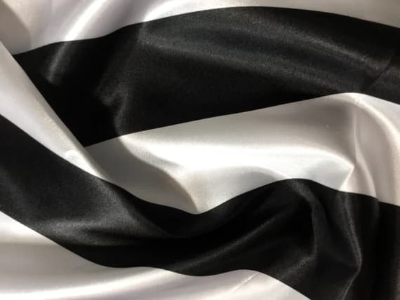 black charmeuse fabric - 1/2 yard Black & White Wide Stripe - Faux Silk Charmeuse Satin Fabric