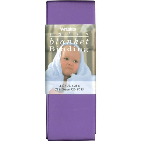purple satin fabric - Grape Purple Wrights Single Fold Satin Blanket Binding; 2 by 4-3/4-Yard