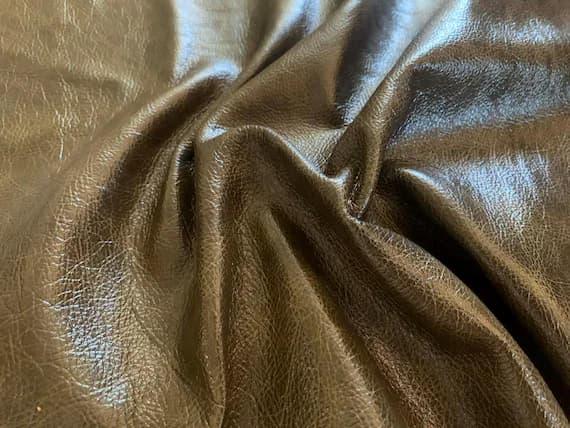 olive leather - OLIVE BROWN Cow Hide Leather Hide 6 Square Feet #1