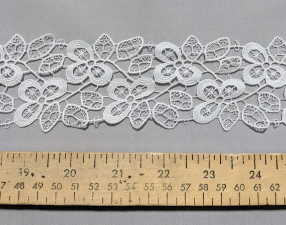 white lace - Flowers & Leaves White - Guipure Bridal Lace (2-1/2" wide)