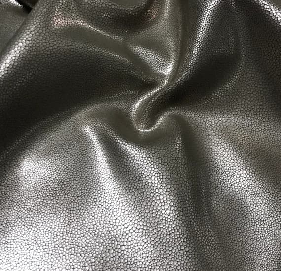leather - Sale #2 6"x12" - METALLIC PEWTER BUBBLES Cow Hide Leather Piece