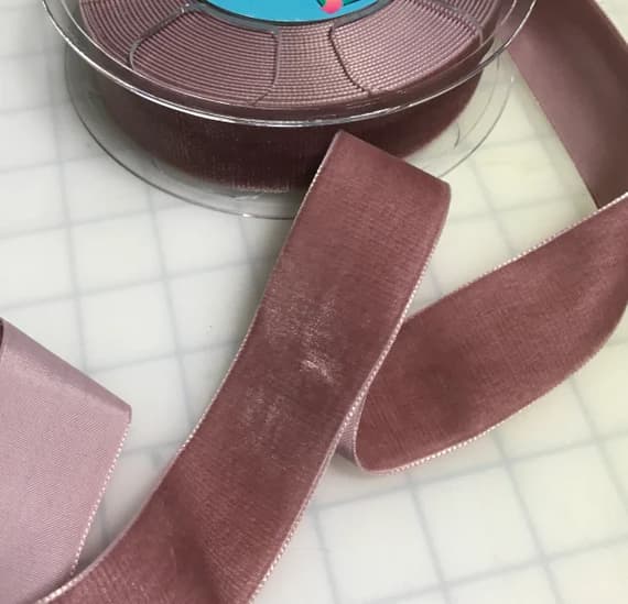 none - French VELVET Ribbon MAUVE by the yard 1 1/2 inch