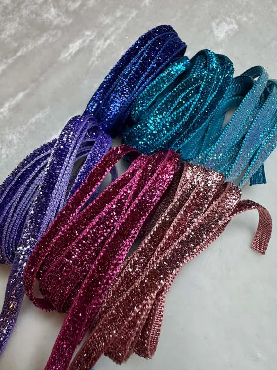 none - Jewel Tones Lurex Metallic French Velvet Ribbon Trim Set 6 Colors 5mm 1/4"
