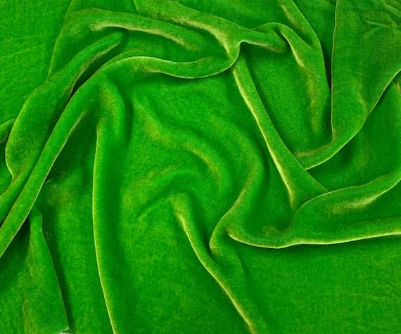 green velvet fabric - LEMON LIME GREEN - Silk Velvet Fabric