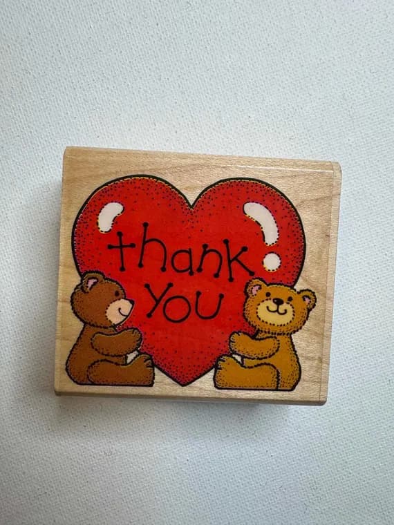 none - 2.25"x2.5" Thank you Bears Wood Mounted Rubber Stamp (723E0) By Rubber Stamped
