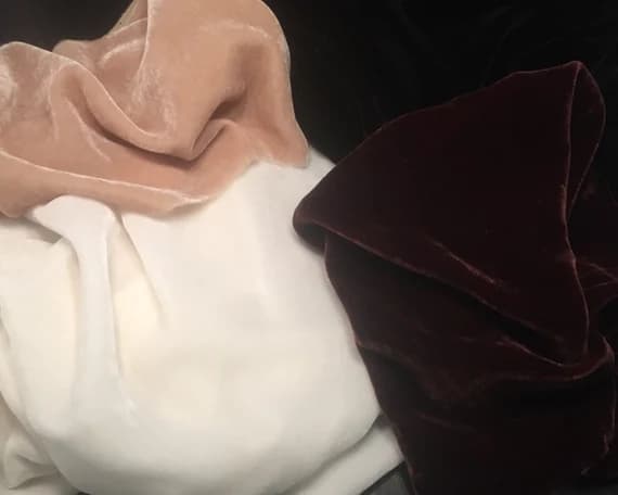 velvet fabric - Silk VELVET Neutrals Fabric Sample Set Remnants Lot 6x45" each