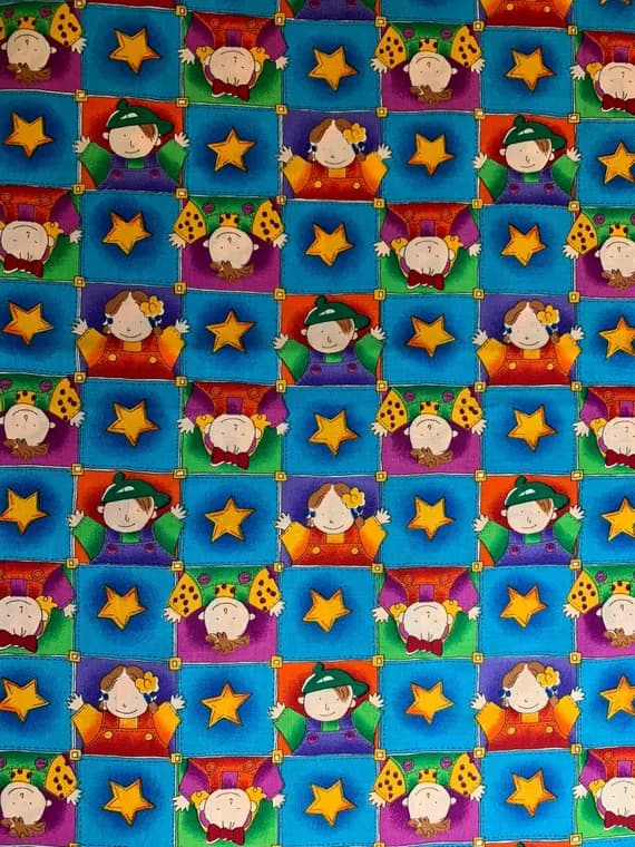 blue cotton fabric - 1/2 yard increments Kids Blue Checkered Cotton Fabric Vintage 90's OOP Cotton House