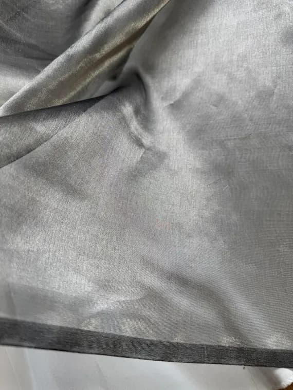 silver organza fabric - Dark Silver/Pewter Gray Silk & Metal Organza Fabric