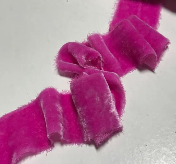 pink none - Hand Dyed Pink Orchid Silk Velvet Ribbon ( 4 Widths to choose from)