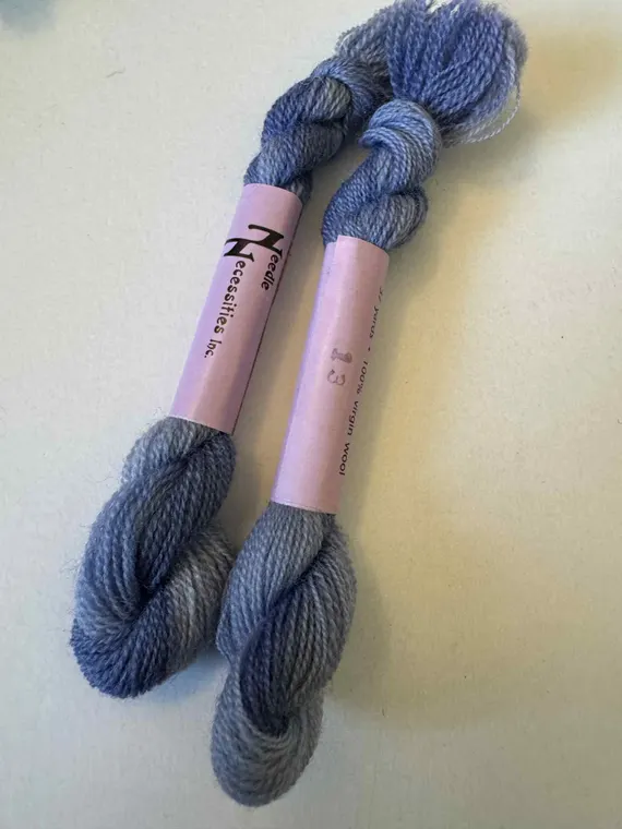 blue none - Two NEEDLE NECESSITIES - 100% French Overdyed Wool Skeins- Periwinkle Blue #13 vintage discontinued