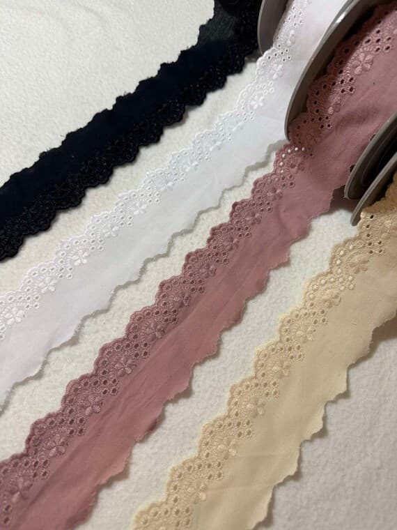 none - French Cotton Scalloped Floral Edging Border Heirloom Trim - by the yard- 2" wide