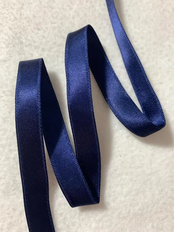 navy none - Navy Blue Vintage French Wired Satin Ribbon 9/16" wide - Made in France