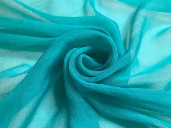 peacock chiffon fabric - 1/2 yard increments Hand Dyed PEACOCK TEAL Soft Silk Organza Fabric