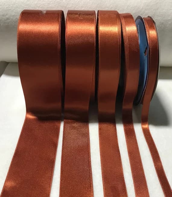 rust none - Rust Double Sided Satin Ribbon - Made in France (6 Widths to choose from)