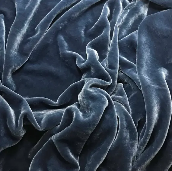 gray velvet fabric - BLUE GRAY Hand Dyed Silk Velvet Fabric