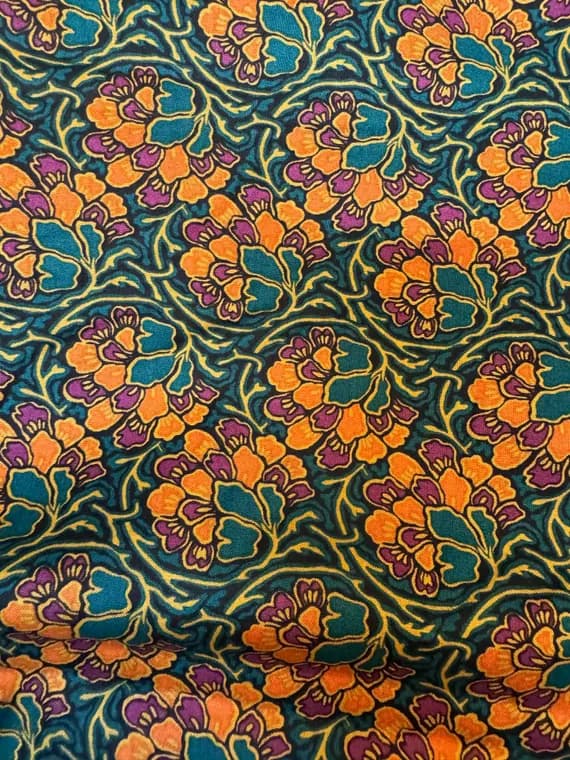 green cotton fabric - Dianthus Dreams Dark Green The Hesketh House Collection - Liberty of London Cotton Fabric