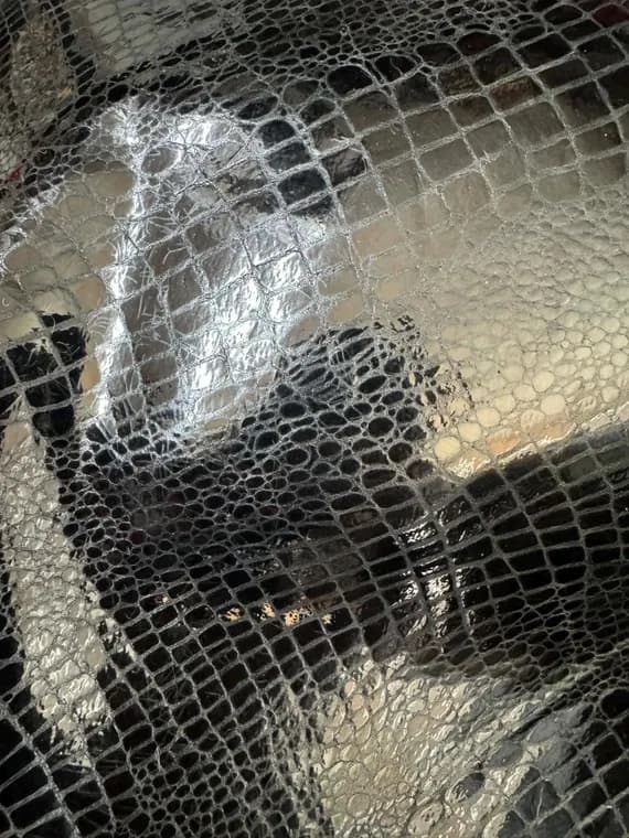black leather - Black GATOR Shiny Exotic Pig Skin Leather Whole Hide 13.2 Square Feet