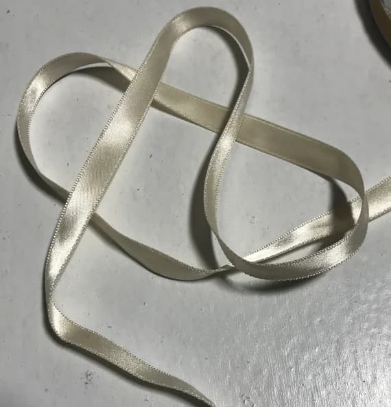 white none - Bridal White 3/8" Vintage Grayblock Double Faced Satin Ribbon