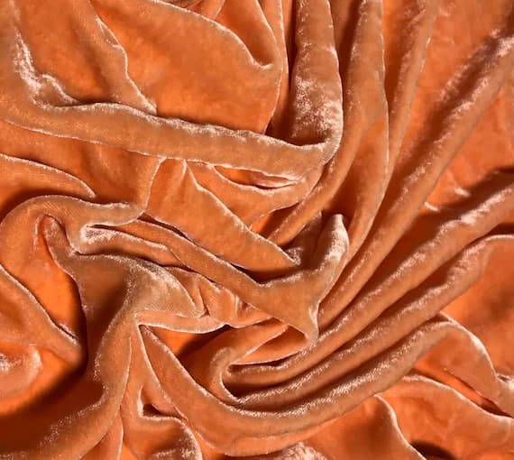 orange velvet fabric - PERSIMMON ORANGE Hand Dyed Silk Velvet Fabric