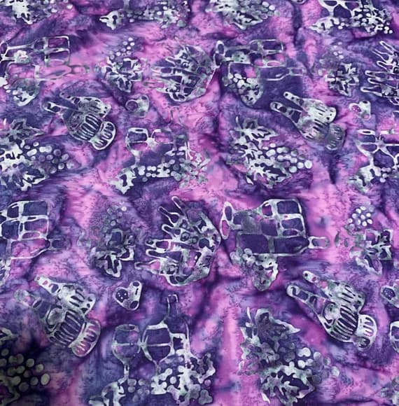 purple cotton fabric - Purple Grapes & Bottles - Vino - Banyan Batiks Cotton Fabric