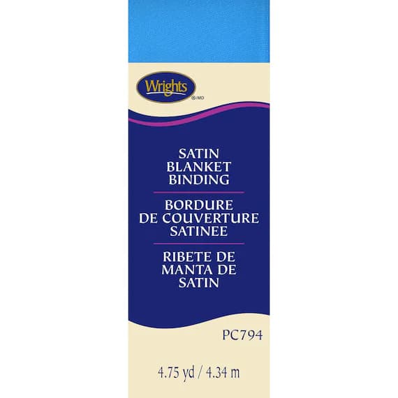 blue satin fabric - Blue Jewel Wrights Single Fold Satin Blanket Binding; 2 by 4-3/4-Yard
