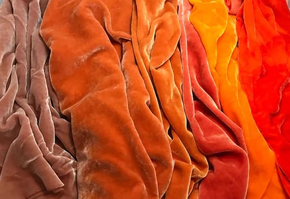 orange velvet fabric - Big Orange Sample Set - Hand Dyed Silk Velvet Fabric - 1/4 Yard x 45" Each