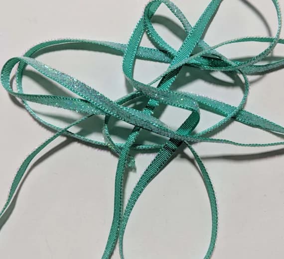aqua none - French VELVET Ribbon Lurex Metallic IRIDESCENT AQUA 2 yards x 5mm 1/4 inch