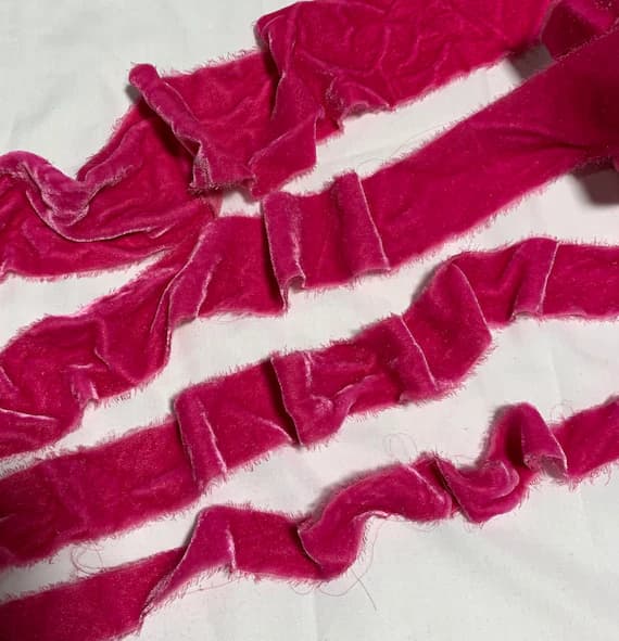 pink none - Hand Dyed POMEGRANATE PINK Silk Velvet Ribbon ( 4 Widths to choose from)