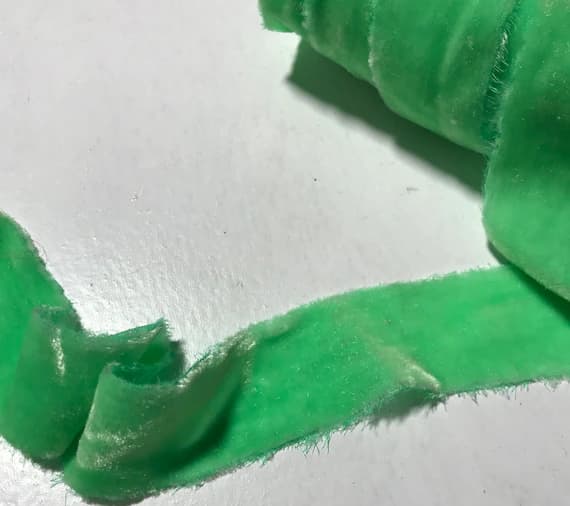 green none - Hand Dyed Spearmint Green Silk Velvet Ribbon ( 4 Widths to choose from)
