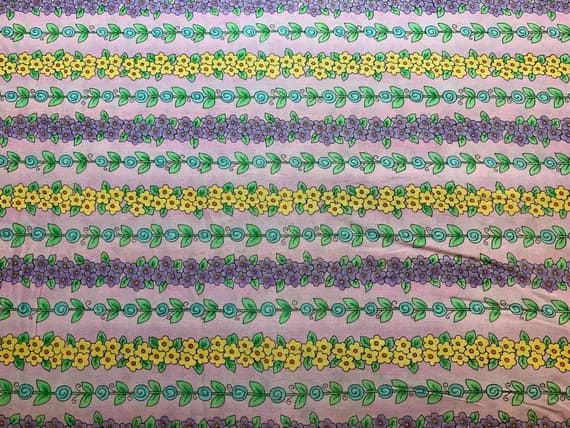 cotton fabric - Floral Vine Stripe Cotton Fabric Vintage 90's OOP