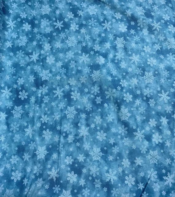 blue cotton fabric - Blue Snowflakes - Christmas Woodland - By Kathryn Christensen for Northcott Studio Fabrics
