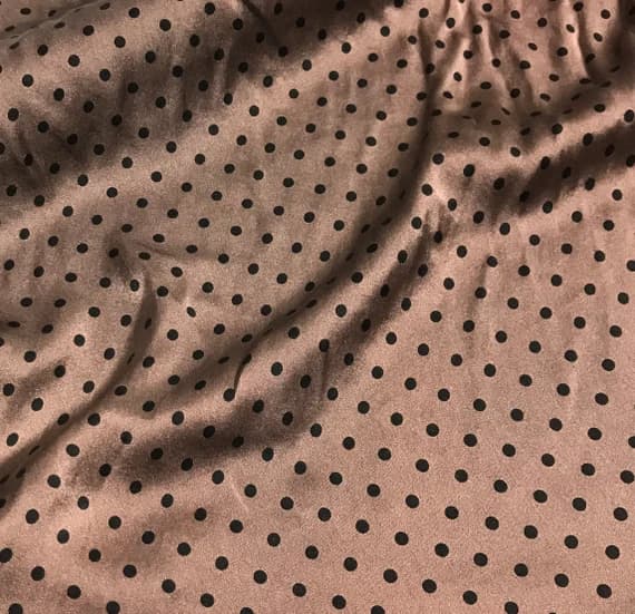black charmeuse fabric - Hand Dyed Silk CHARMEUSE Fabric Mahogany Brown & Black Small Polka Dots