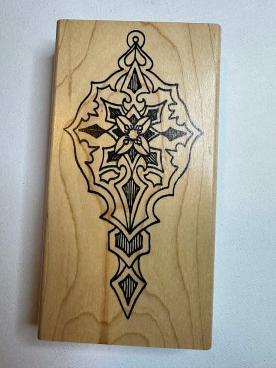 none - 3"x5-7/8" Christmas Ordainment Ornament Celtic Cross Wood Mounted Rubber Stamp. By Holly Berry House