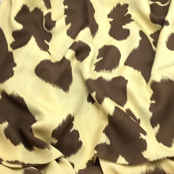 beige chiffon fabric - Silk Chiffon Fabric - Beige & Brown Cowboy Cow Spots 1/2 yard increments
