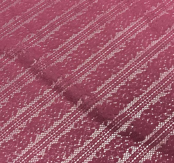 pink lace - Pink Floral Stripe Stretch Lace Fabric - Poly/Lycra
