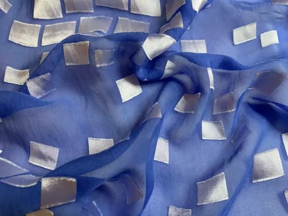 blue charmeuse fabric - Burnout Devore Satin Fabric - Lapis Blue Hand Dyed Squares