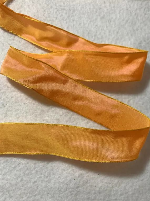 peach none - Iridescent Sunrise Golden Peach Vintage French Wired Taffeta Ribbon 1" wide