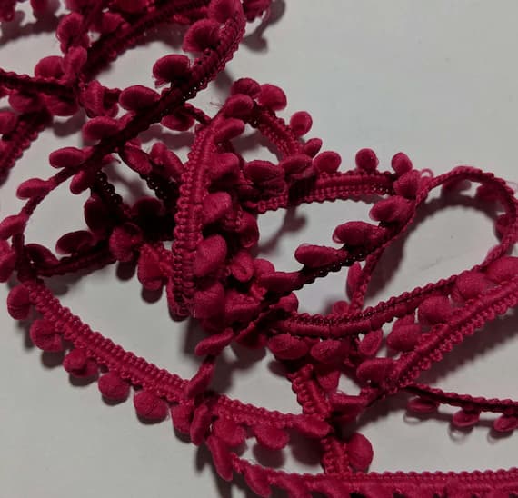 pink none - HOT PINK French Pom Pom Trim (3/8" wide)