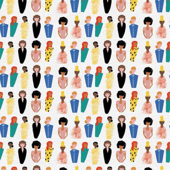 cotton fabric - Friends & Faces - More Ladies Multicolor - Paintbrush Studio Cotton Fabrics