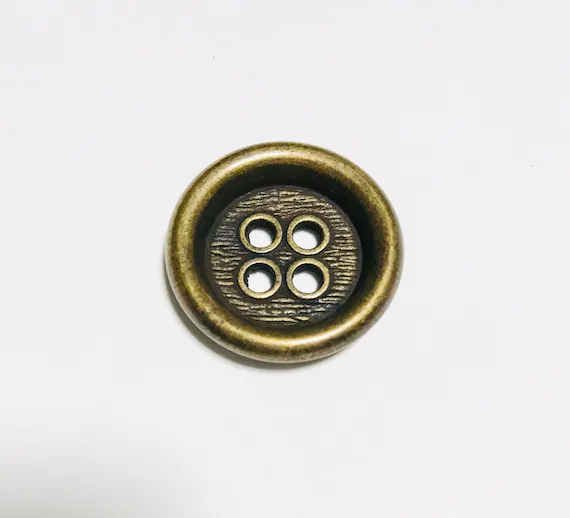 none - Brass 4 Hole Metal Button - 23mm / 3/4 inch - Dill Buttons Brand - Set of 2