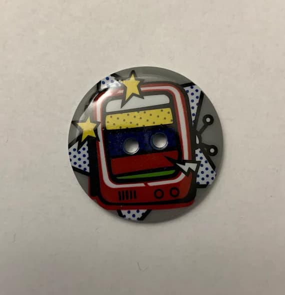 none - Comic Book Television Woman Plastic Button - 22mm / 7/8" - Made in France