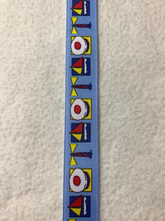 none - Vintage Nautical Sailor Grosgrain Ribbon 7/8" wide - 3 Yards