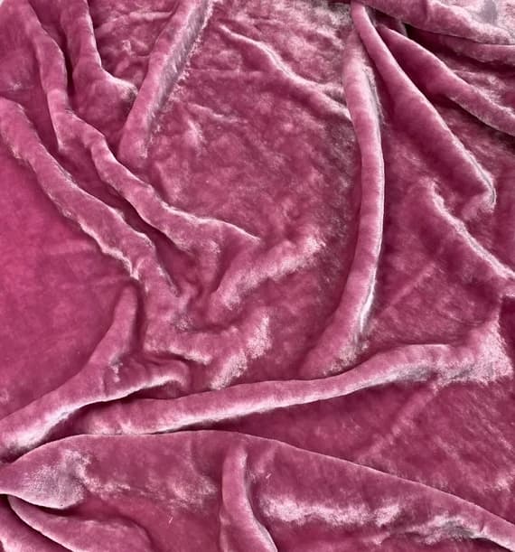 pink velvet fabric - 1/4 yard increments - Peony Pink - Hand Dyed Very Plush Long Pile Silk Velvet Fabric