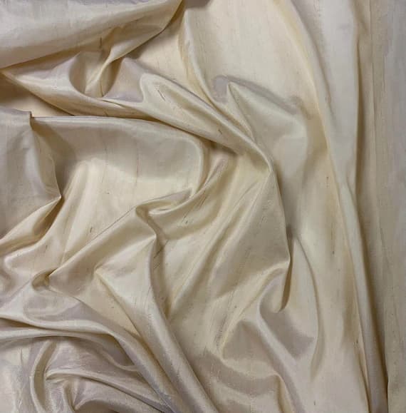 gold dupioni fabric - Pale Gold - Vintage Lightweight Silk Dupioni Fabric