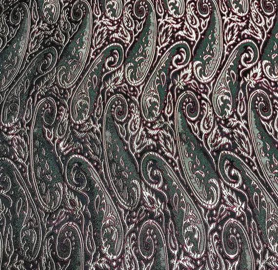 burgundy brocade fabric - Black; Gold & Burgundy Paisley - Silk Brocade Fabric