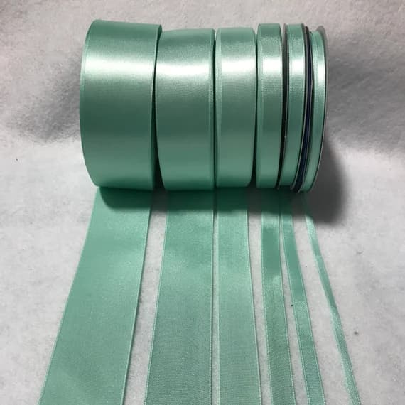 mint none - Mint Green Double Sided Satin Ribbon - Made in France (6 Widths to choose from)