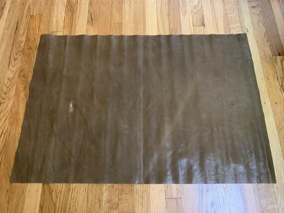 olive leather - Golden Olive Brown Cow Hide Leather Hide 6 Square Feet