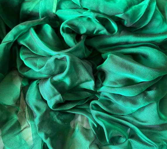emerald chiffon fabric - Emerald Green - Iridescent Silk Chiffon Fabric