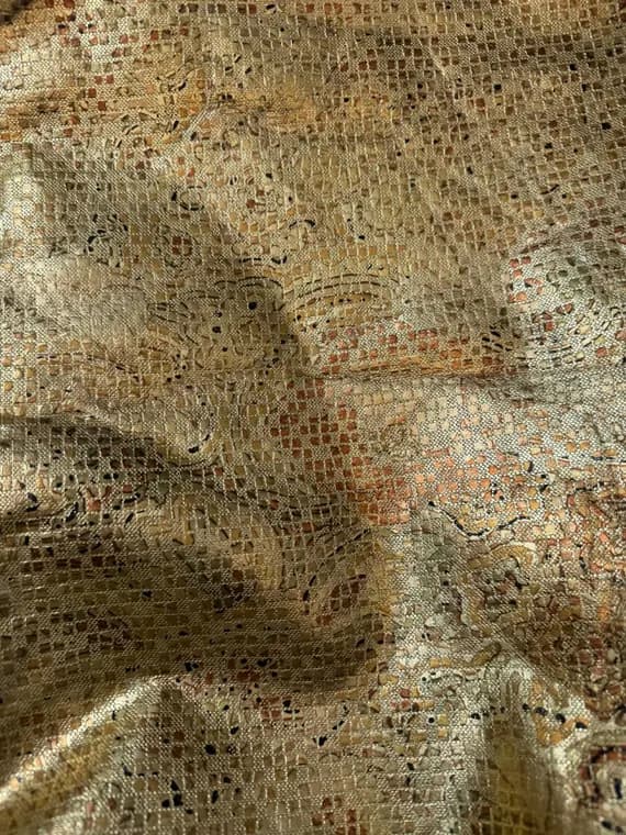 gold leather - Metallic Gold Floral Cow Hide Leather Whole Hide 7 Square Feet